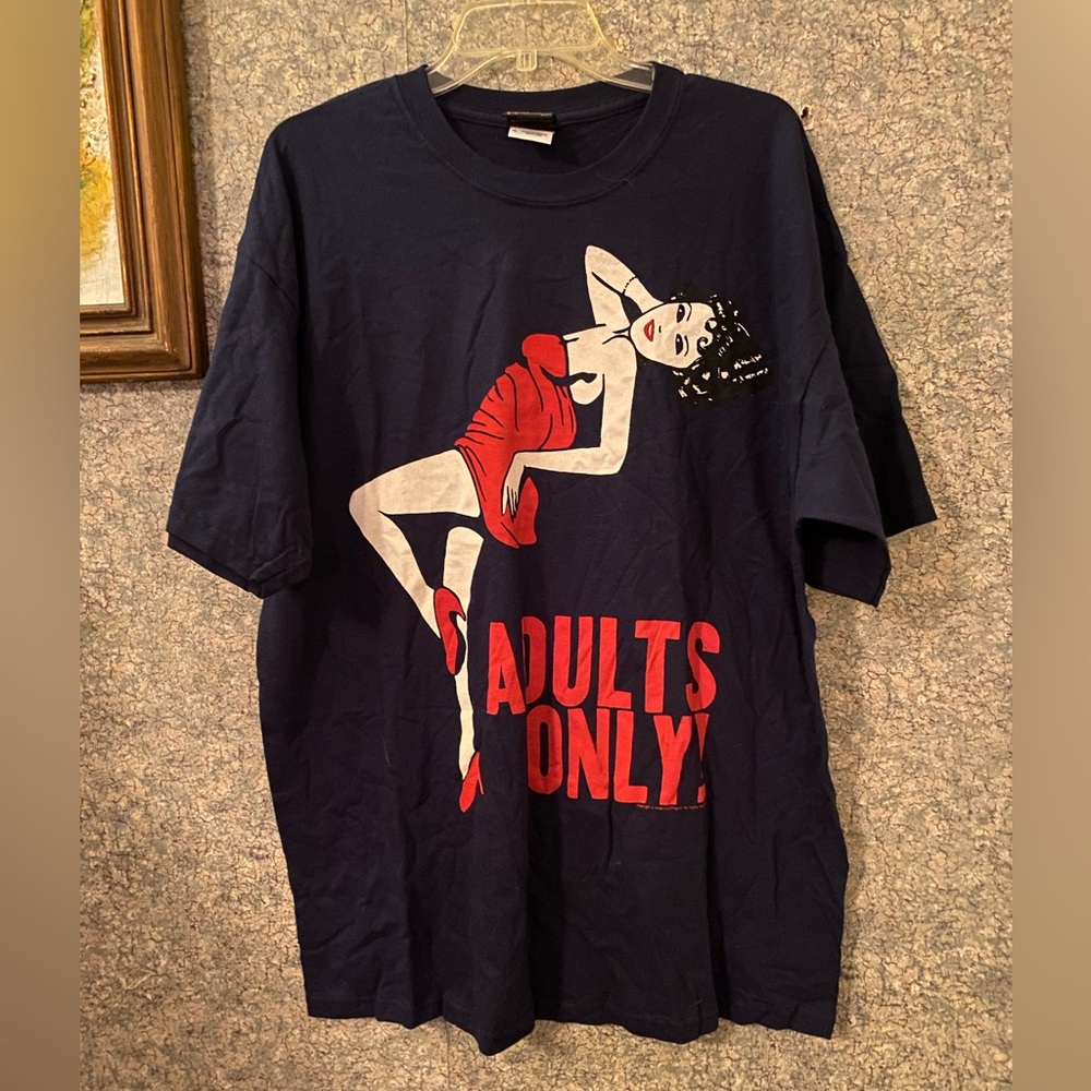 Adults Only oversized XL navy blue Graphic Tee Balzout pinup girl erotic woman